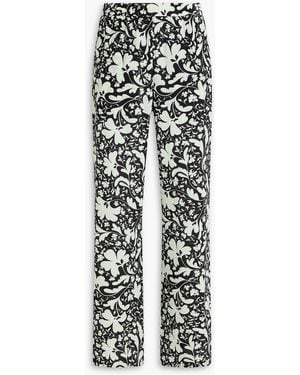 Stella McCartney Floral-print Silk Crepe De Chine Wide-leg Trousers - White
