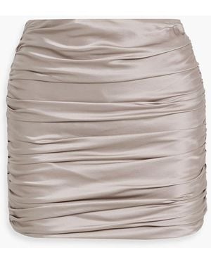 Michelle Mason Ruched Silk-Satin Mini Skirt - White
