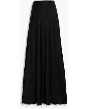 Jonathan Simkhai Kade Fringed Bead-embellished Satin Maxi Skirt - Black