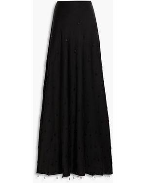 Jonathan Simkhai Kade Fringed Bead-embellished Satin Maxi Skirt - Black