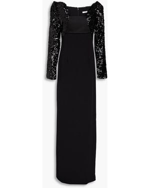 Safiyaa Liza Sequin-Embellished Crepe Gown - Black