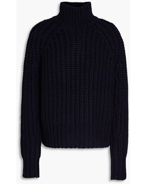Vince Ribbed Wool And Cashmere-blend Turtleneck Jumper - Blue