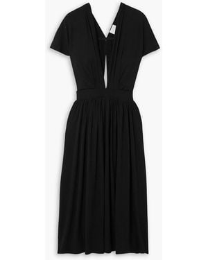 NINETY PERCENT Bythos Gathered Stretch- Lyocell Midi Dress - Black