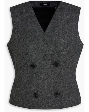 Theory Double-breasted wool-flannel vest - Schwarz