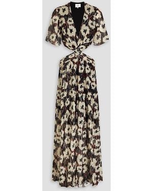 Ba&sh Kandy Printed Metallic Fil Coupe Maxi Dress - White