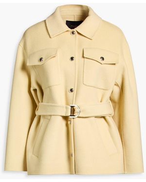 Maje Belted Wool-blend Felt Jacket - Natural