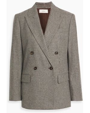 Vince Double-Breasted Houndstooth Flannel Blazer - Brown