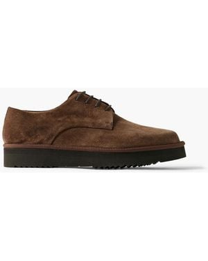 Grenson Byron Webbing-Trimmed Suede Derby Shoes - Brown