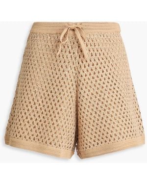 Sandro Sequin-embellished Open-knit Shorts - Natural