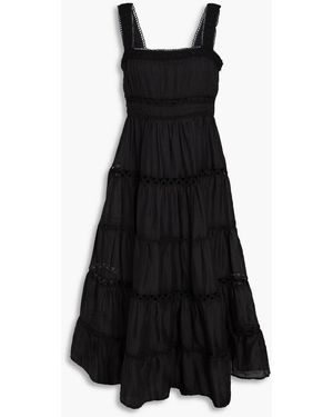 Veronica Beard Lucien Tiered Ramie Midi Dress - Black