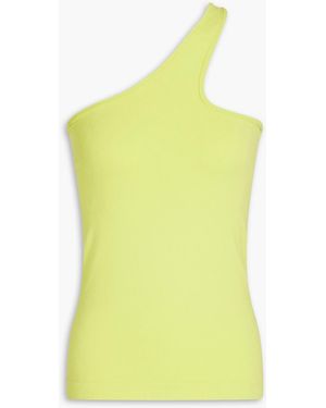 Helmut Lang One-Shoulder Cutout Stretch-Jersey Top - Yellow