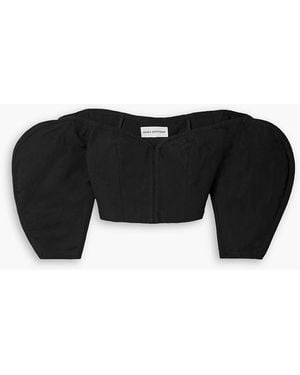 Mara Hoffman Juana Off-the-shoulder Cropped Tm Lyocell L And Linen-blend Top - Black