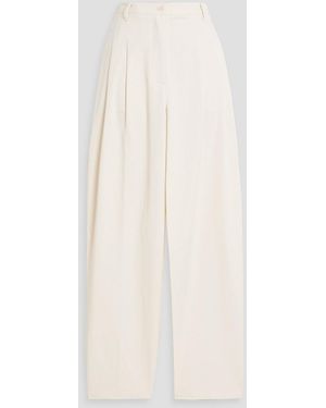Solid & Striped The Taline Pleated Cotton-Twill Tapered Trousers - Natural