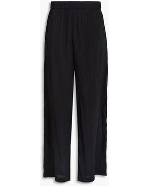 Solid & Striped The Milly Crinkled Crepe De Chine Wide-Leg Trousers - Black