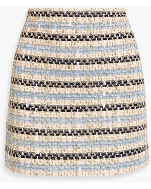 Veronica Beard Ohema Metallic Striped Tweed Mini Skirt - Natural