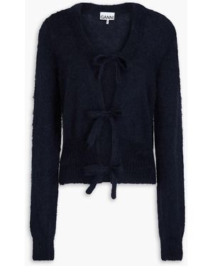 Ganni Tie-Detailed Mohair-Blend Vest - Blue