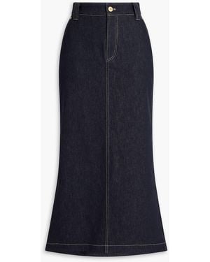 Brunello Cucinelli Bead-Embellished Denim Maxi Skirt - Blue