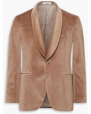 Boglioli Slim-Fit Shawl-Lapel Cotton-Velvet Tuxedo Jacket - Brown