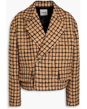 Sandro Checked Bouclé-tweed Blazer - Brown