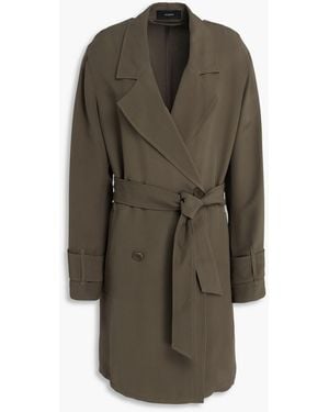 JOSEPH Charah Double-Breasted Silk-Blend Crepe Trench Coat - Green