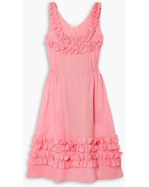 Molly Goddard Toto Ruffled Cotton-organdie Midi Dress - Pink