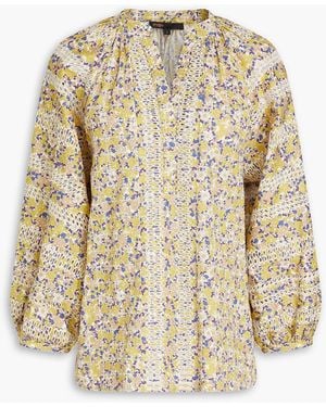 Maje Floral-Print Cotton-Twill Blouse - Natural