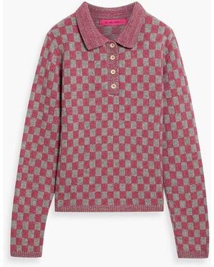 The Elder Statesman Checked Cashmere Polo Sweater - Red