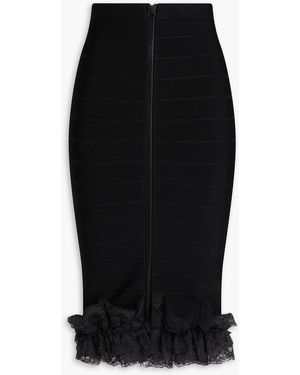 Self-Portrait Christopher Kane Ruffled Knitted Pencil Skirt - Black