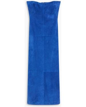 Gabriela Hearst Ivara Strapless Suede Maxi Dress - Blue