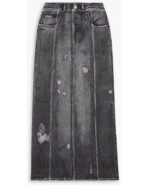 Acne Studios Denim Effect-Print Stretch-Cotton Jersey Midi Skirt - Gray