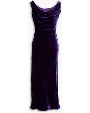 Rasario Draped Velvet Midi Dress - Blue