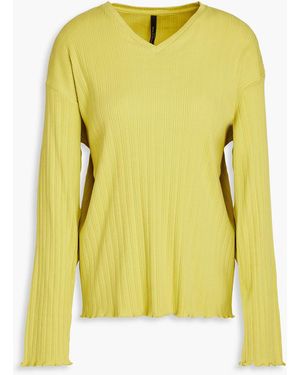 Mother Of Pearl Ribbed Stretch-cotton Jersey Top - Yellow