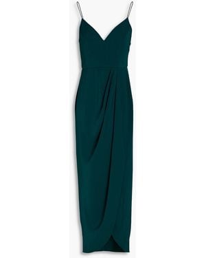 Shona Joy Draped Satin Midi Dress - Green