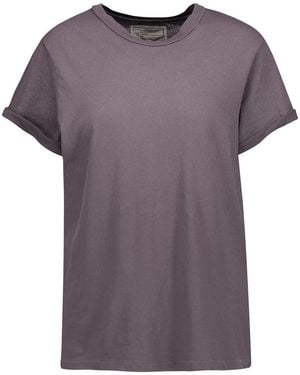 Current/Elliott The Rolled Sleeve Glittered Cotton-Jersey T-Shirt - Purple