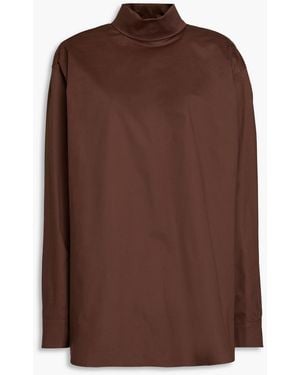 LE17SEPTEMBRE Cotton-blend Poplin Top - Brown