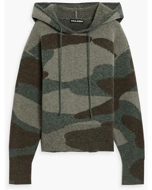 Holden Chalet Camouflage-Print Jacquard-Knit Hoodie - Green