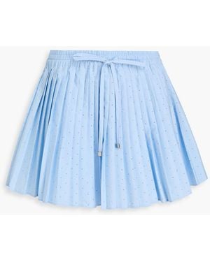 Sandro Pleated Crystal-Embellished Poplin Mini Skirt - Blue