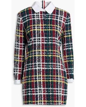 Thom Browne Cotton-blend Tweed Mini Dress - Blue
