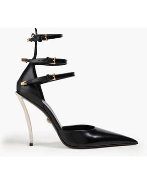 Versace Pin-point Glossed-leather Court Shoes - White