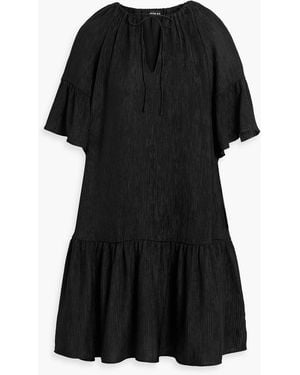Anine Bing Lolita Plissé Lyocell-Blend Mini Dress - Black