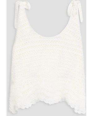 Zimmermann Cropped Crochet-Knit Linen-Blend Top - White