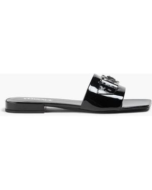 Versace Medusa Embellished Patent-Leather Slides - Black