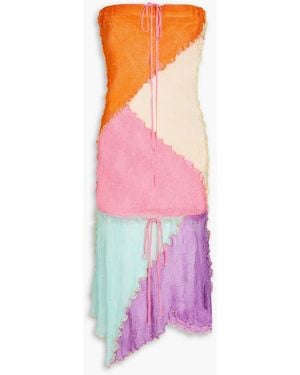 Siedres Greta Strapless Color-block Knitted Mini Dress - Pink