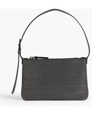 Brunello Cucinelli Bead-Embellished Leather Shoulder Bag - Black