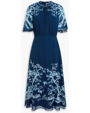 Erdem Printed Silk-voile Midi Dress - Blue