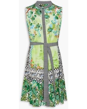 Saloni Printed Silk Shirt Dress - Green