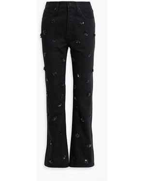 FRAME The Vertical Embellished High-Rise Straight-Leg Jeans - Black