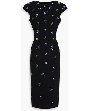 Jenny Packham Midikleid aus crêpe mit kristallverzierung - Schwarz