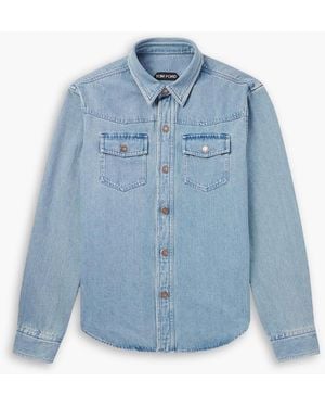 Tom Ford Slim-Fit Washed-Denim Overshirt - Blue