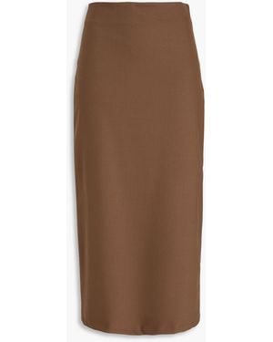 Loulou de Saison Samo Wool-Blend Twill Midi Skirt - Brown